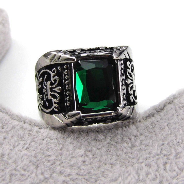 Big Square Vintage Style Crystal Stone Men Ring - FanFreakz