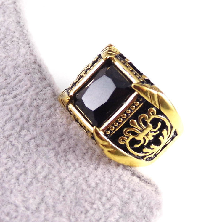 Big Square Vintage Style Crystal Stone Men Ring - FanFreakz