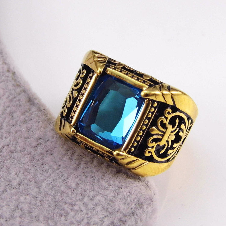 Big Square Vintage Style Crystal Stone Men Ring - FanFreakz