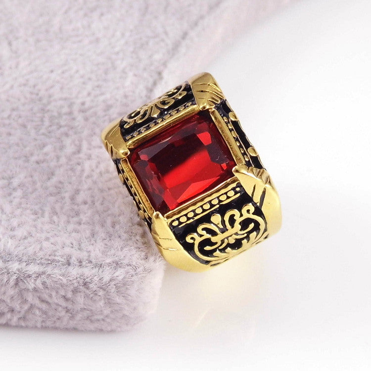 Big Square Vintage Style Crystal Stone Men Ring - FanFreakz