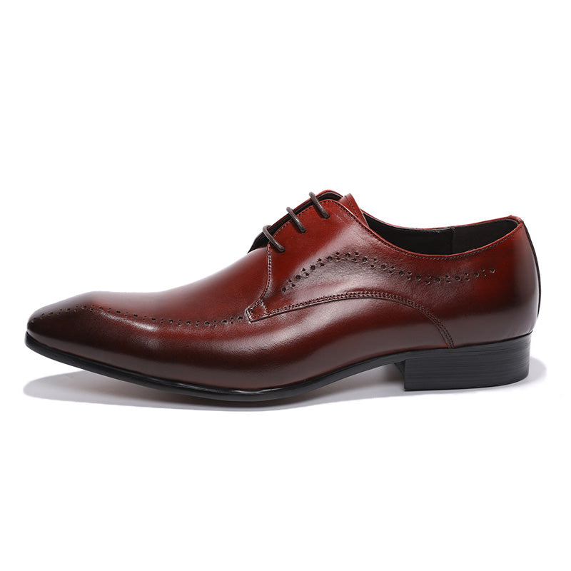 Unique Toe Burgundy Men Derby Shoes - FanFreakz