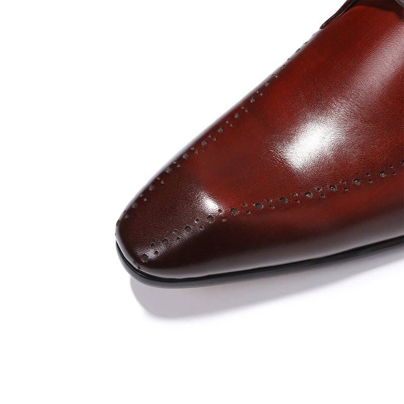 Unique Toe Burgundy Men Derby Shoes - FanFreakz