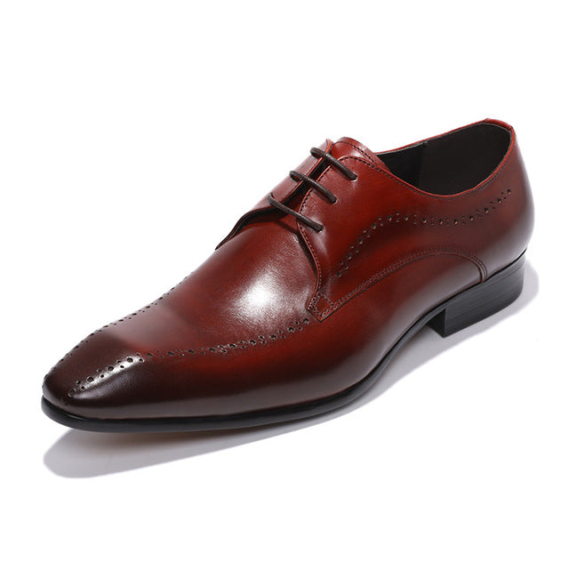 Unique Toe Burgundy Men Derby Shoes - FanFreakz