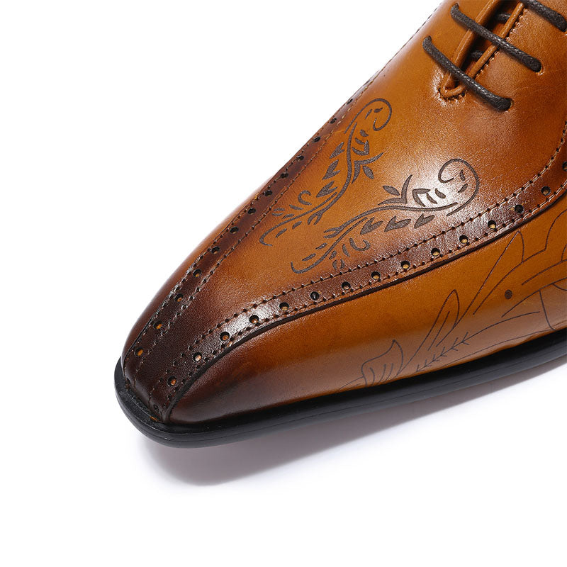 Perforated Line Men Oxford Shoes Side Graphic Laser Cut Details - FanFreakz
