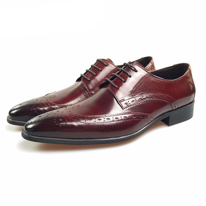 Luxury Style Perforated Wingtip Men Derby Shoes - FanFreakz