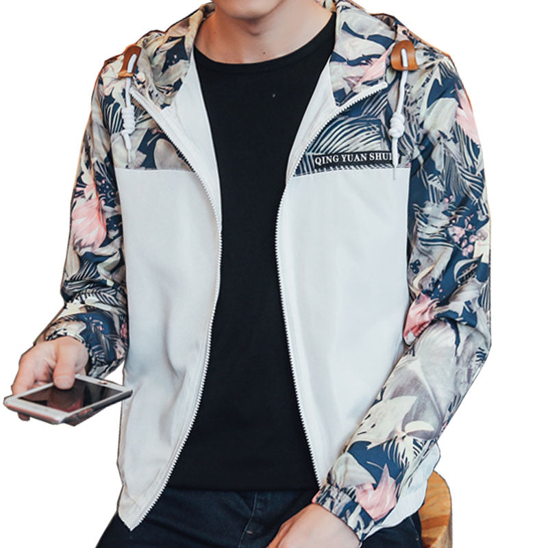 Hip Hop Style Floral Hooded Men Bomber Jacket - FanFreakz