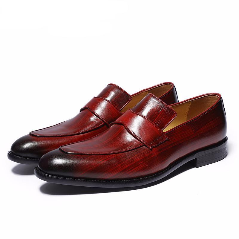 Hand-Painted Style Red Men Loafers Shoes - FanFreakz