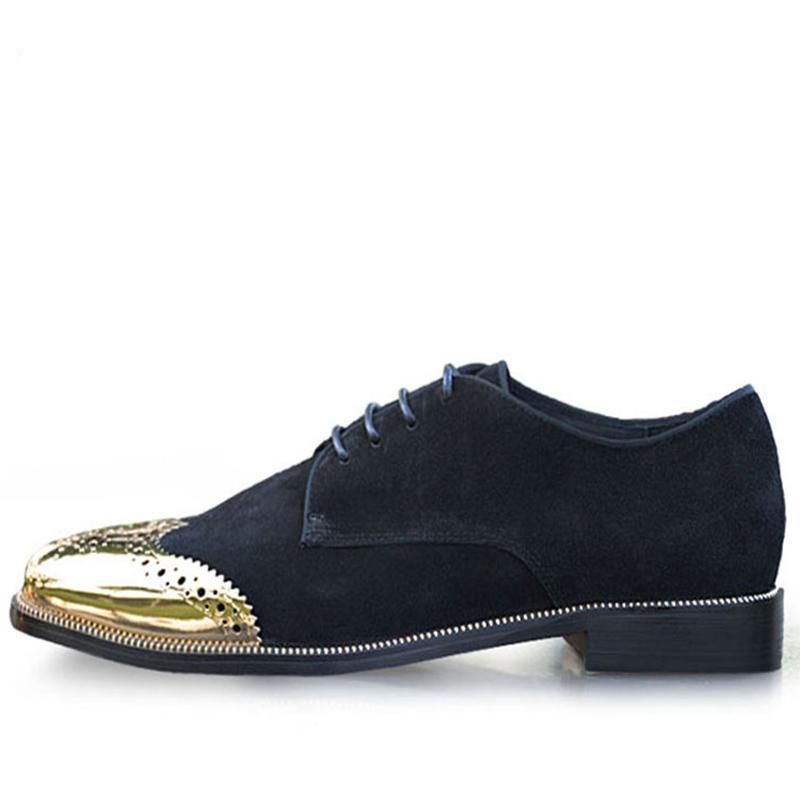 Perforated Gold Toe Men Formal Derby Shoes - FanFreakz