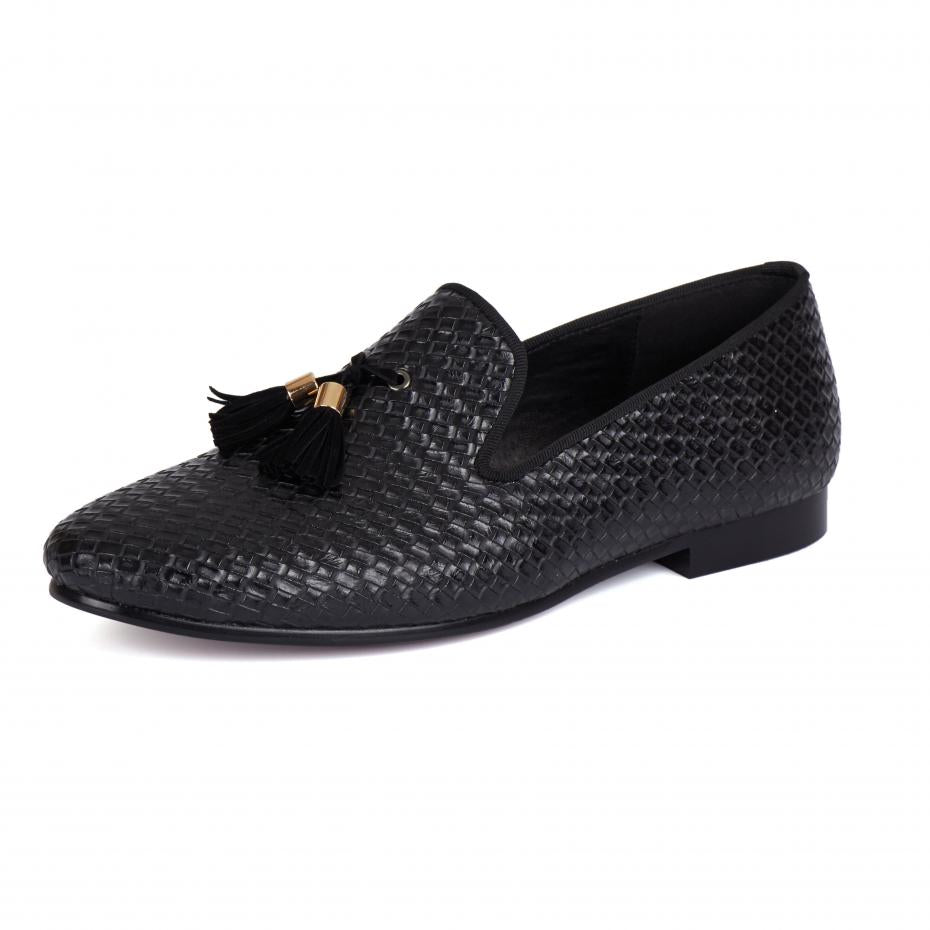 Tasseled Braided Woven Leather Men Loafers Shoes - FanFreakz