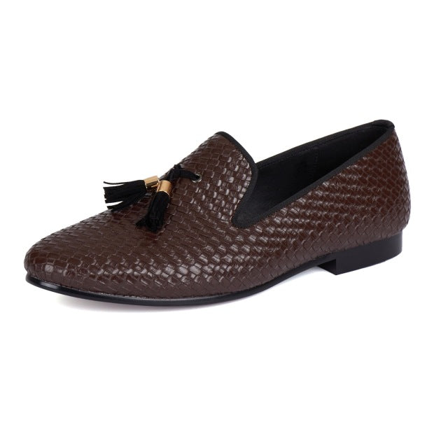 Tasseled Braided Woven Leather Men Loafers Shoes - FanFreakz