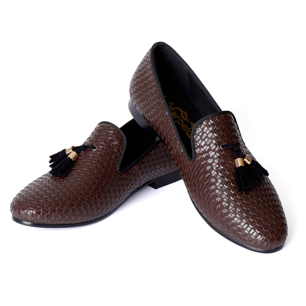 Tasseled Braided Woven Leather Men Loafers Shoes - FanFreakz