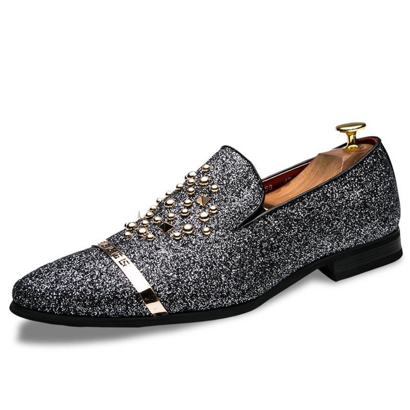 Spiked Rivets Unique Men Loafers Shoes - FanFreakz