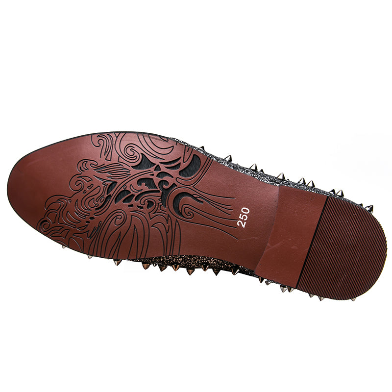 Spiked Rivets Unique Men Loafers Shoes - FanFreakz