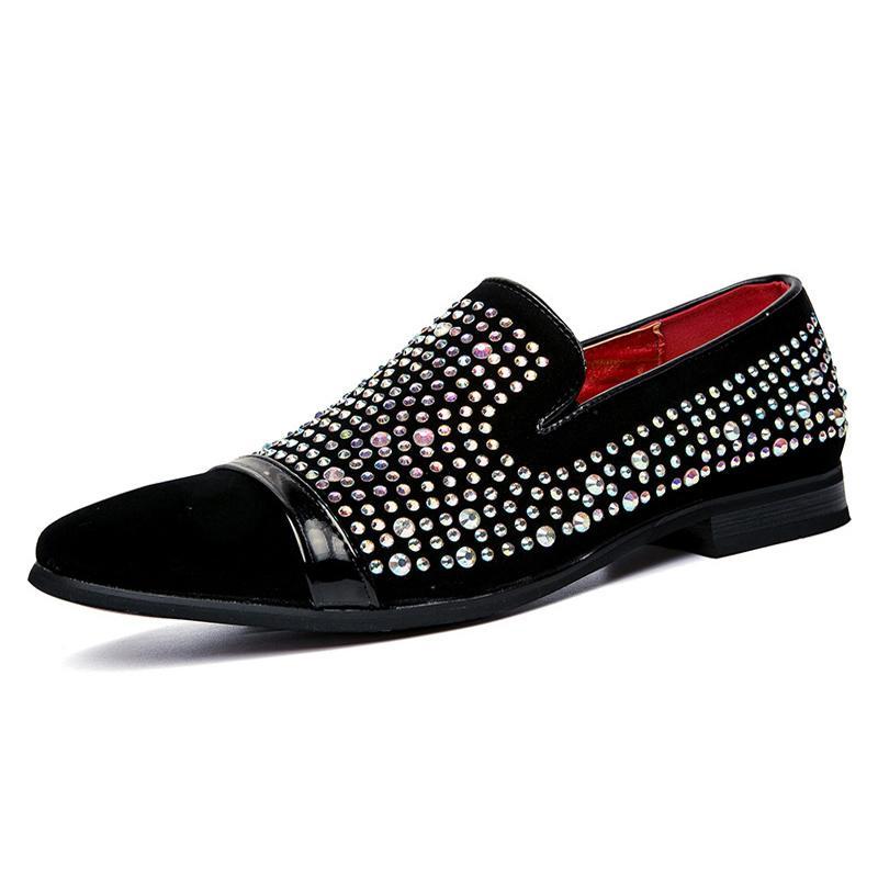 Rhinestone Men Loafers Shoe with The Clean Toe - FanFreakz