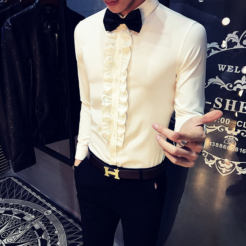 Ruffle Vintage Men Long Sleeves Shirt For Wedding Party - FanFreakz