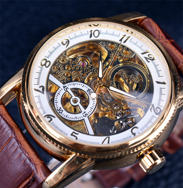 Hollow Engraving Skeleton Classic Golden Case Men Watches - FanFreakz