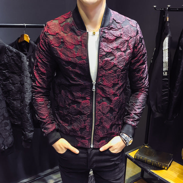 Jacquard Floral Men Slim fit Bomber Jackets - FanFreakz