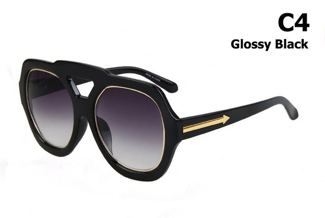 Oversized Frame Metal Arrow Detail Gradient Men and Women Sunglasses