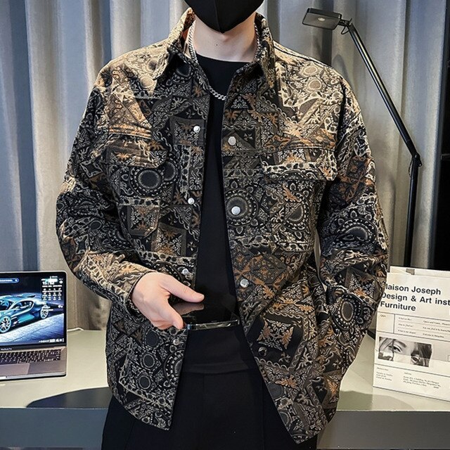 Retro Printed Pattern Polyester Jacket