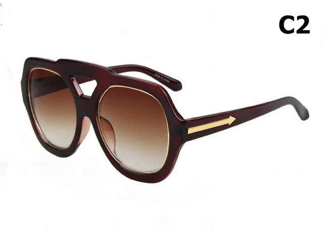 Oversized Frame Metal Arrow Detail Gradient Men and Women Sunglasses