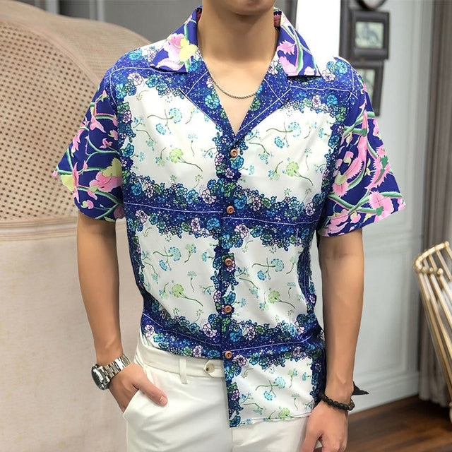 Tropical Vintage Floral Pattern Shirt