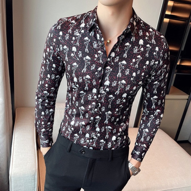 Mushroom Printed Korean Long Sleeves Shirt