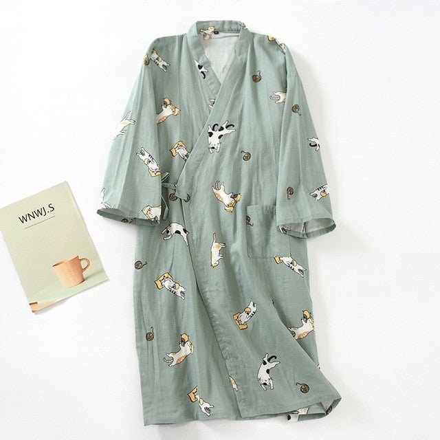 Printed Thin Cotton Sleeping Robe