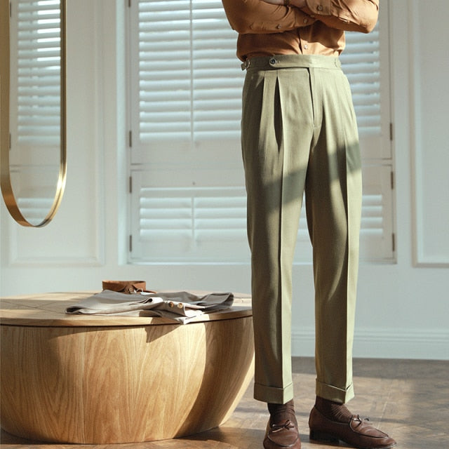 Solid Rolled Up and Waist Sash Style Trousers