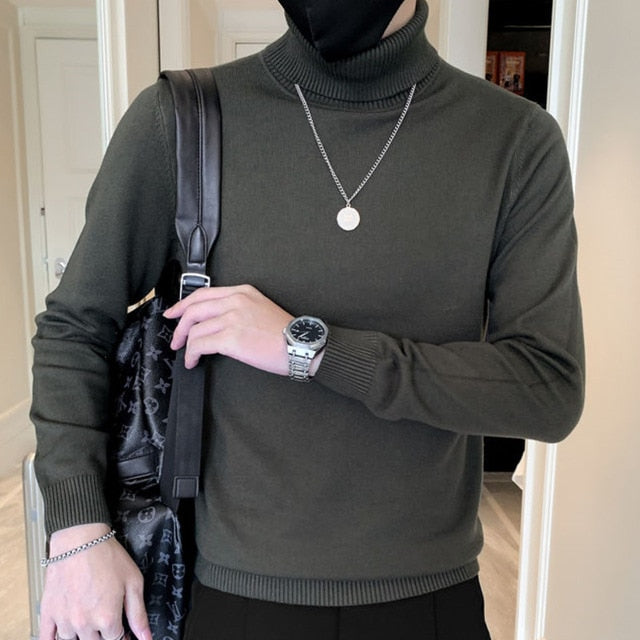 Turtleneck Solid Long Sleeved Sweater