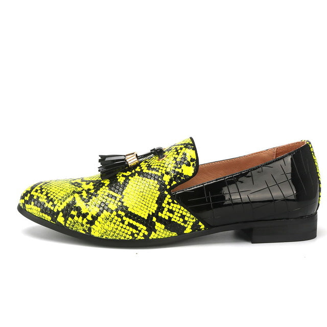 Neon Snake Pattern Pattern Men Loafers Shoes