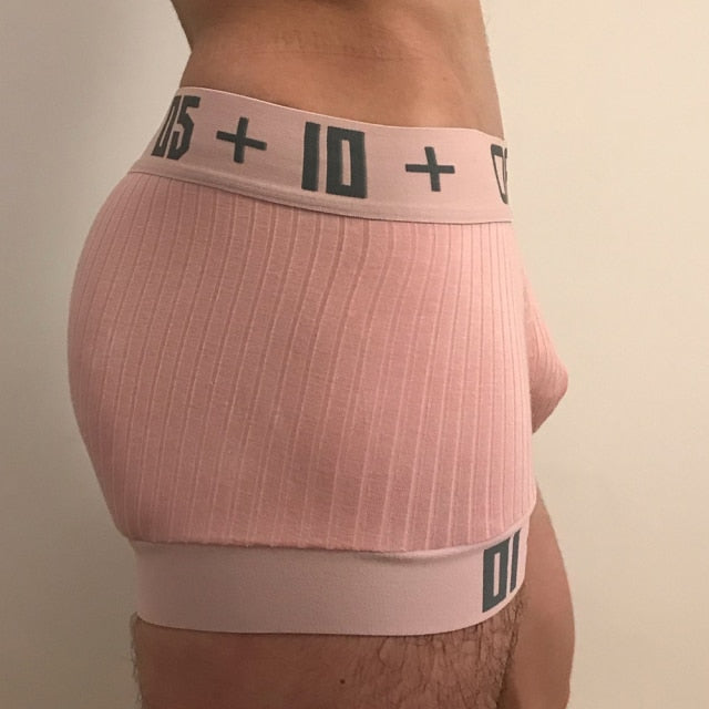 Solid Striped Cotton Men Boxer