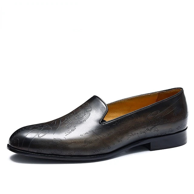 Embossed Pigskin Leather Loafers