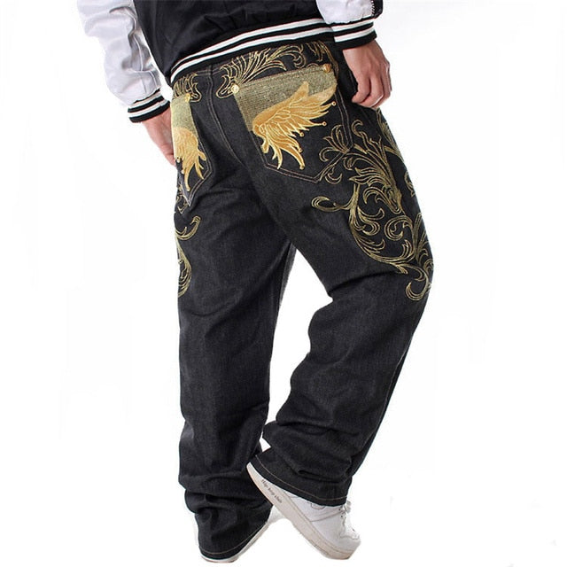 Street Embroidery Solid Men Jeans