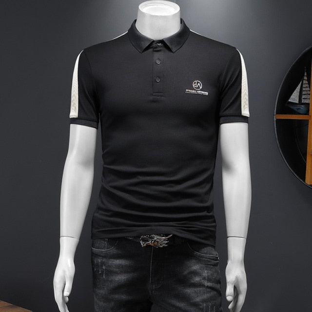 Embroidery Patchwork Viscose Polo Shirt