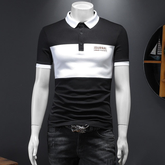 Contrast Center Style Printed Letter Polo Shirt