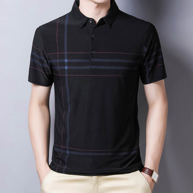 Striped Polyester Polo Shirt