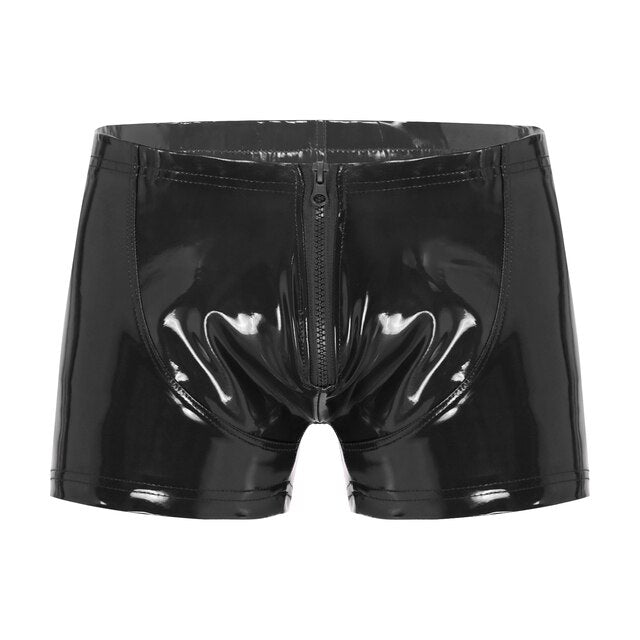 Zipper Front Wet Look Boxer