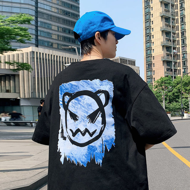 Bear Devil Back Printed Cotton T-Shirt