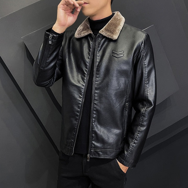 Solid Fur Leather Jacket