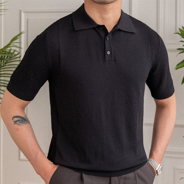 Solid Color Button Polo Shirt