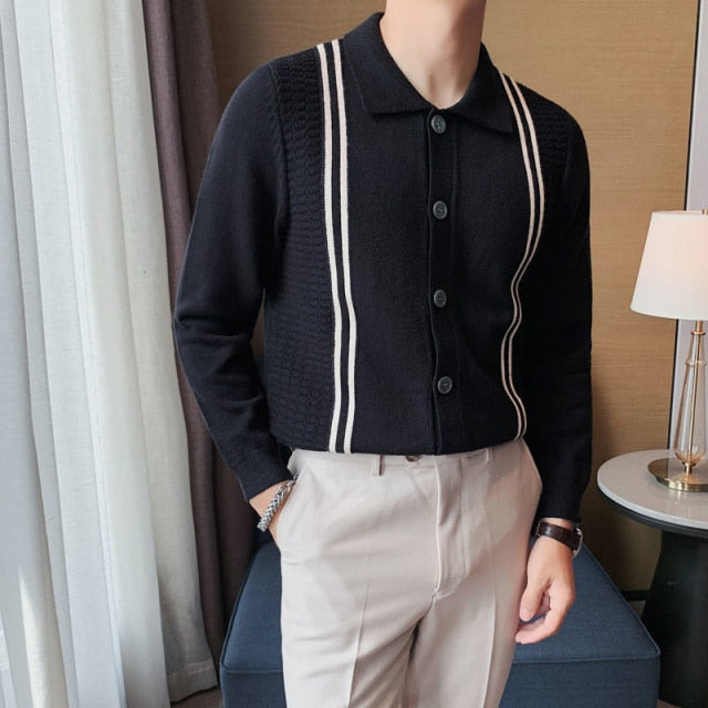 Knitted Four Side Stripe Sweater