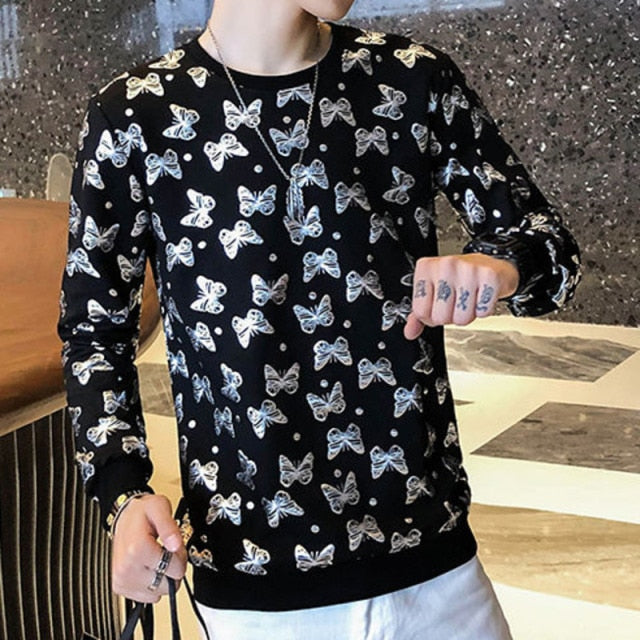 Korean Style Butterfly Printed Sweatshirt