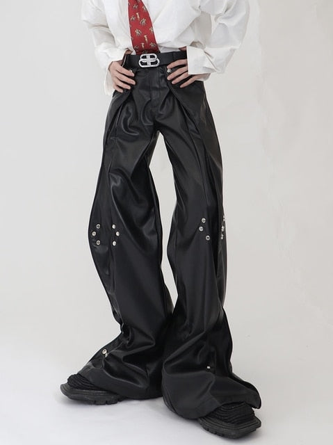 Triple Button Wide Leg Pants