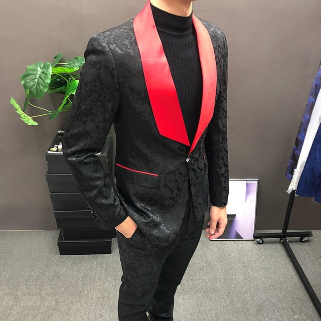 Jacquard Shawl Lapel Contrast Suit