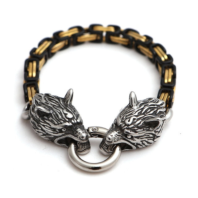 Norse Viking Wolf Head Decorated Bracelet