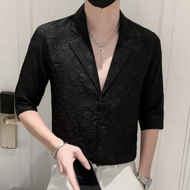 V-Neck Half Sleeve Cotton Shirt