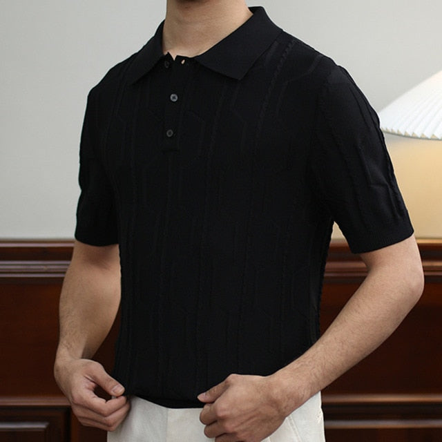 Knitted Striped Vintage Polo Shirt