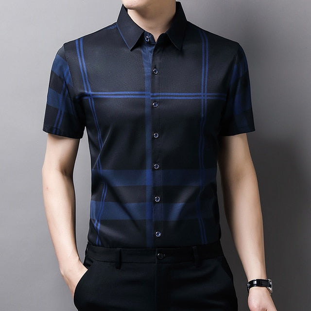 Striped Printed Stylish Short Sleeve Men Shirt