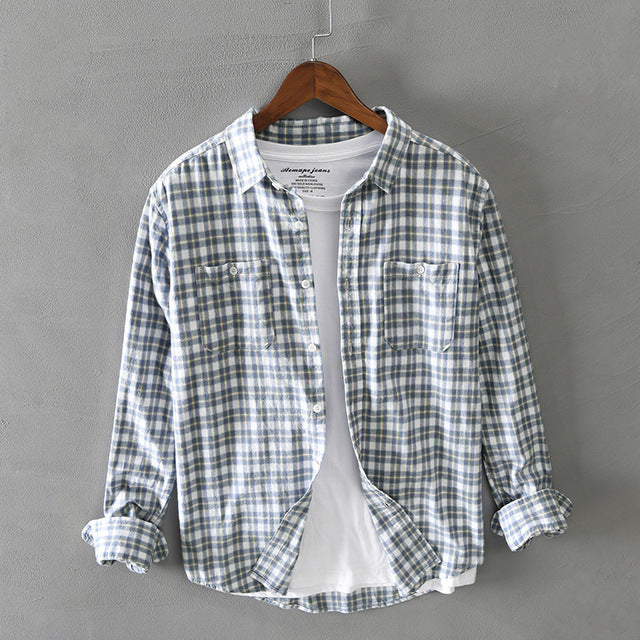 Casual Plaid Long Sleeve Cotton Shirt