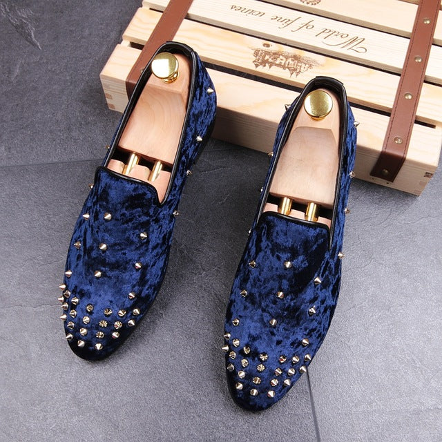 Flock Rivets Casual Men Loafers Shoes
